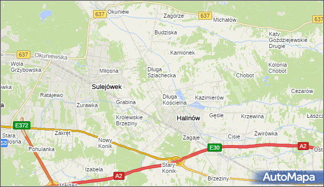 mapa Długa Kościelna, Długa Kościelna na mapie Targeo