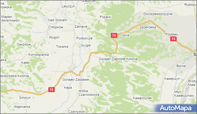 mapa Gorajec-Zagroble-Kolonia, Gorajec-Zagroble-Kolonia na mapie Targeo