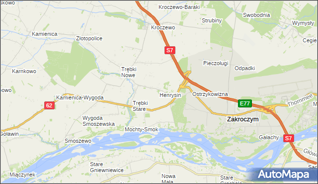 mapa Henrysin gmina Zakroczym, Henrysin gmina Zakroczym na mapie Targeo