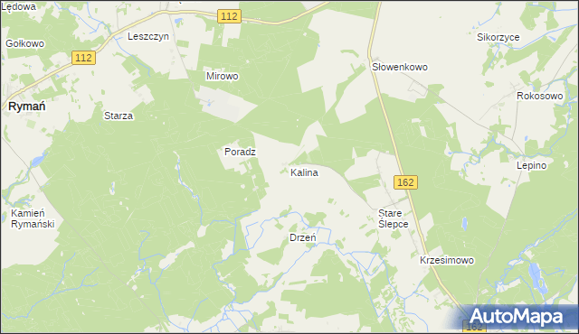mapa Kalina gmina Sławoborze, Kalina gmina Sławoborze na mapie Targeo