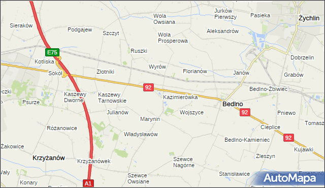 mapa Kazimierówka gmina Bedlno, Kazimierówka gmina Bedlno na mapie Targeo