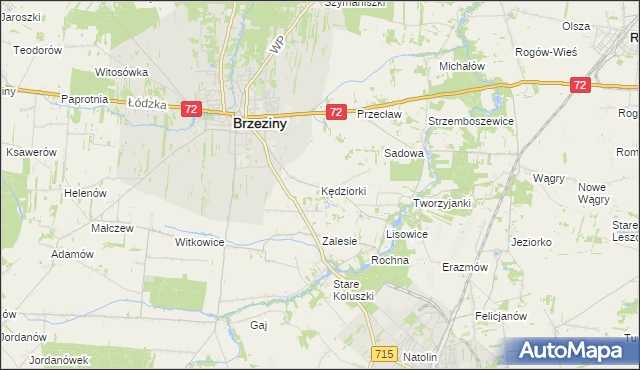 mapa Kędziorki, Kędziorki na mapie Targeo