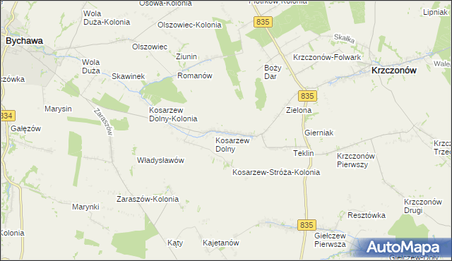 mapa Kosarzew Górny, Kosarzew Górny na mapie Targeo