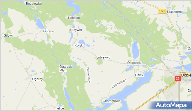 mapa Lubiewko, Lubiewko na mapie Targeo