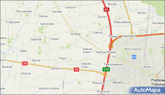 mapa Majków Średni, Majków Średni na mapie Targeo