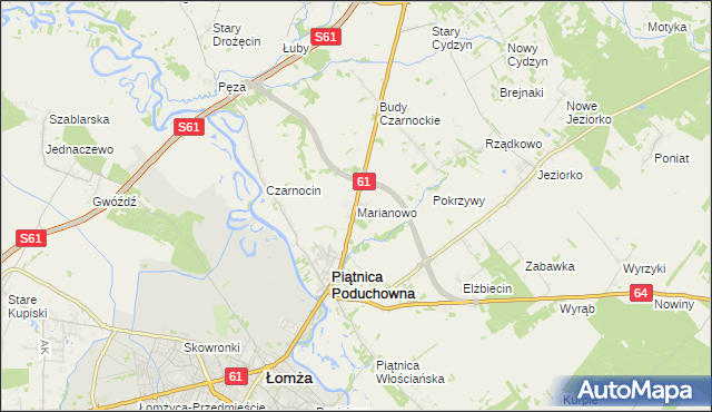 mapa Marianowo gmina Piątnica, Marianowo gmina Piątnica na mapie Targeo