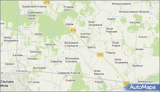 mapa Młynisko gmina Łask, Młynisko gmina Łask na mapie Targeo