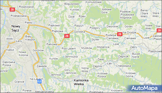 mapa Mystków, Mystków na mapie Targeo