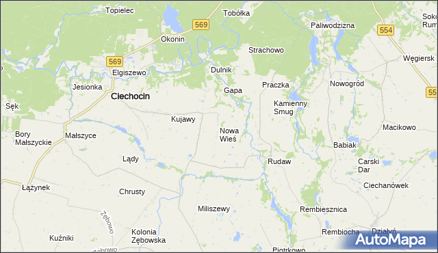 mapa Nowa Wieś gmina Ciechocin, Nowa Wieś gmina Ciechocin na mapie Targeo