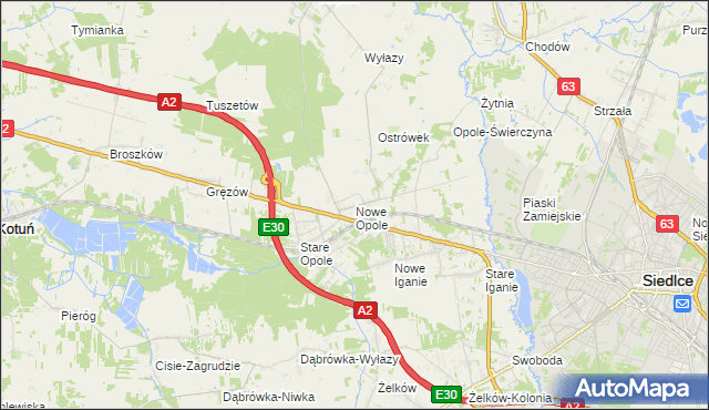 mapa Nowe Opole, Nowe Opole na mapie Targeo