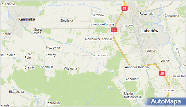 mapa Nowodwór gmina Lubartów, Nowodwór gmina Lubartów na mapie Targeo