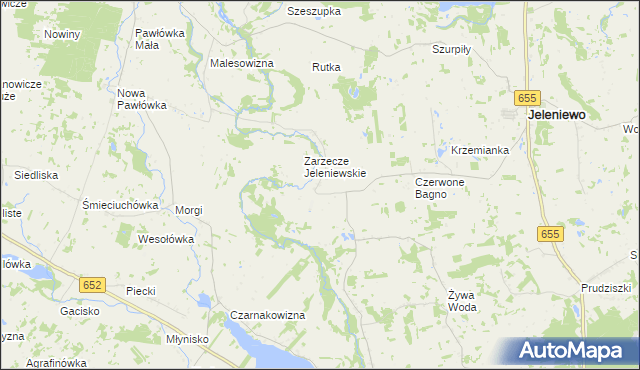 mapa Okrągłe gmina Jeleniewo, Okrągłe gmina Jeleniewo na mapie Targeo