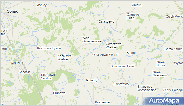 mapa Ostaszewo-Włuski, Ostaszewo-Włuski na mapie Targeo