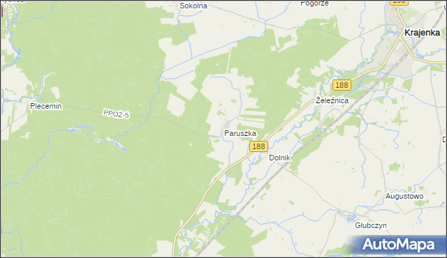 mapa Paruszka, Paruszka na mapie Targeo