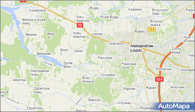 mapa Placydów, Placydów na mapie Targeo