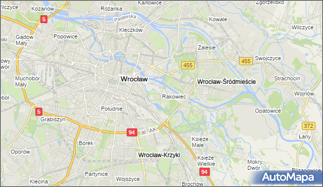 mapa Rakowiec gmina Wrocław, Rakowiec gmina Wrocław na mapie Targeo