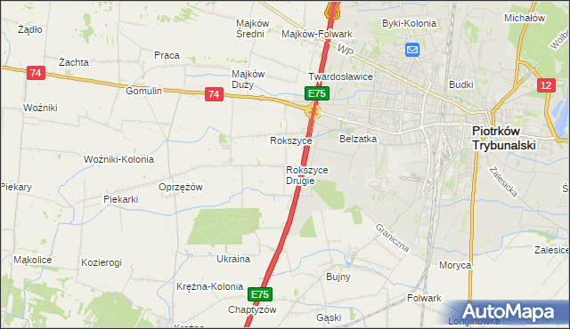 mapa Rokszyce Drugie, Rokszyce Drugie na mapie Targeo