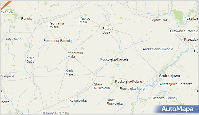 mapa Ruskołęka-Parcele, Ruskołęka-Parcele na mapie Targeo