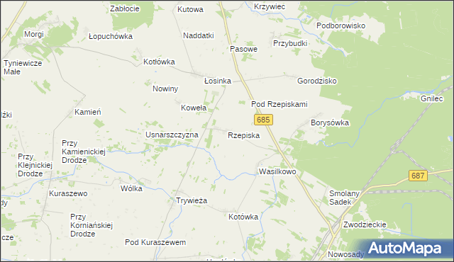 mapa Rzepiska gmina Hajnówka, Rzepiska gmina Hajnówka na mapie Targeo