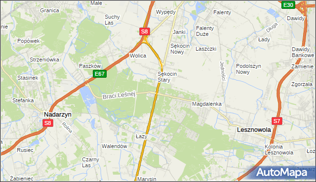 mapa Sękocin-Las, Sękocin-Las na mapie Targeo