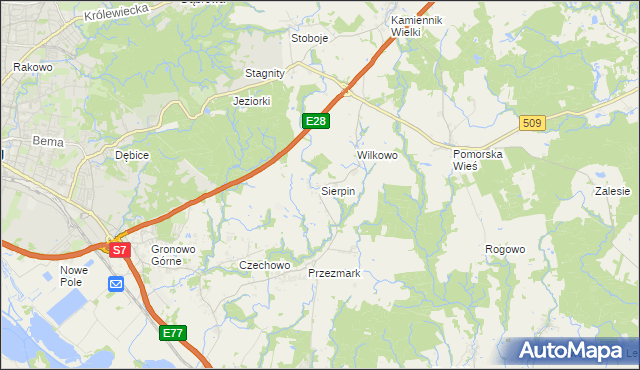 mapa Sierpin, Sierpin na mapie Targeo