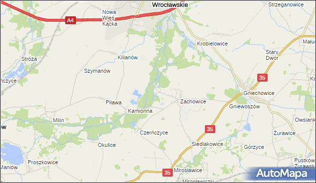 mapa Stradów gmina Kąty Wrocławskie, Stradów gmina Kąty Wrocławskie na mapie Targeo