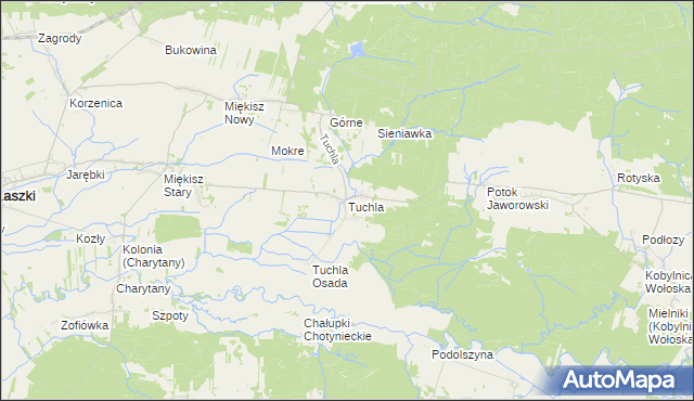 mapa Tuchla, Tuchla na mapie Targeo