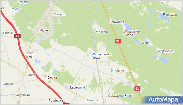 mapa Warząchewka Nowa, Warząchewka Nowa na mapie Targeo