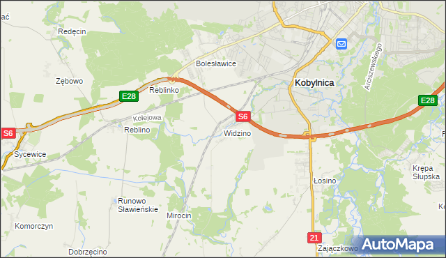 mapa Widzino, Widzino na mapie Targeo