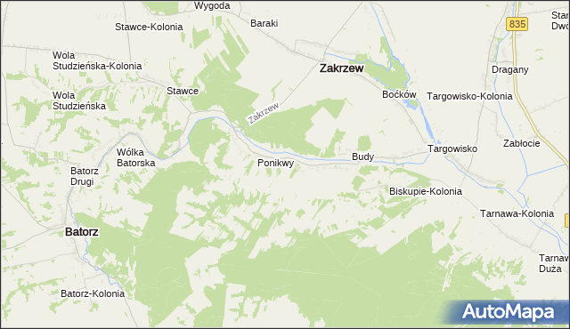 mapa Wólka Ponikiewska, Wólka Ponikiewska na mapie Targeo