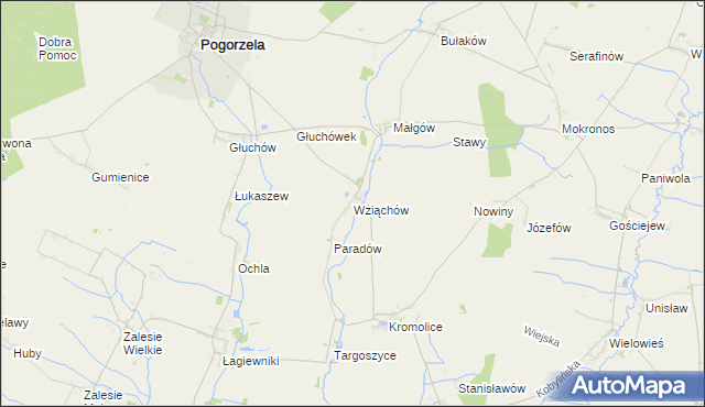 mapa Wziąchów, Wziąchów na mapie Targeo