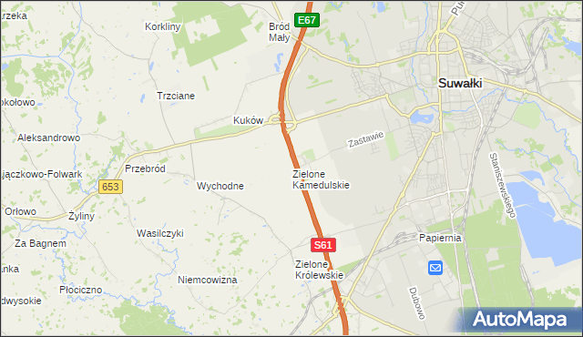 mapa Zielone Kamedulskie, Zielone Kamedulskie na mapie Targeo