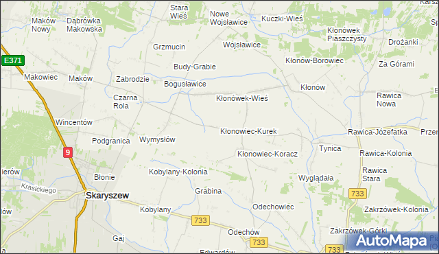 mapa Kłonowiec-Kurek, Kłonowiec-Kurek na mapie Targeo