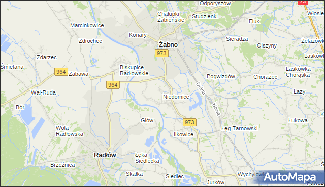 mapa Niedomice, Niedomice na mapie Targeo