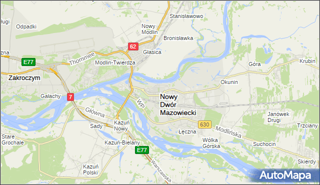 mapa Nowy Dwór Mazowiecki, Nowy Dwór Mazowiecki na mapie Targeo