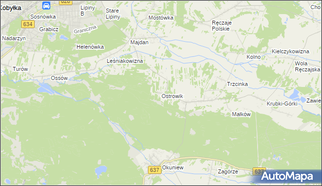 mapa Ostrowik gmina Poświętne, Ostrowik gmina Poświętne na mapie Targeo