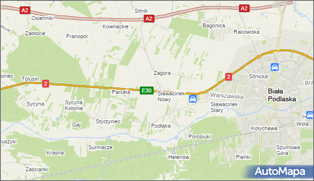 mapa Sławacinek Nowy, Sławacinek Nowy na mapie Targeo