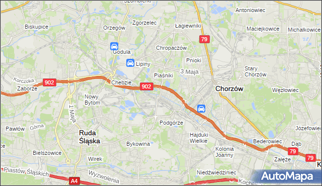 mapa Świętochłowice, Świętochłowice na mapie Targeo