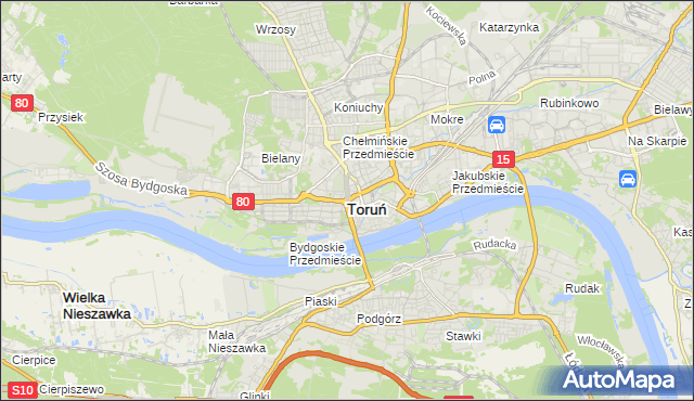 mapa Torunia, Toruń na mapie Targeo
