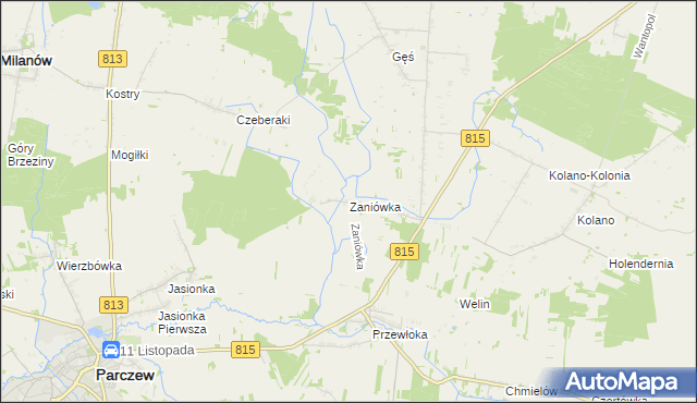 mapa Zaniówka, Zaniówka na mapie Targeo