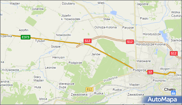 mapa Janów gmina Chełm, Janów gmina Chełm na mapie Targeo