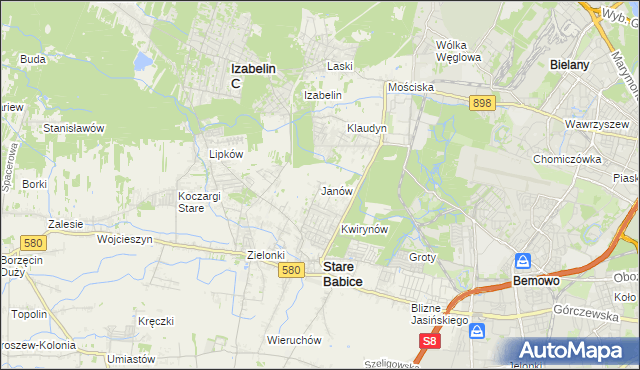 mapa Janów gmina Stare Babice, Janów gmina Stare Babice na mapie Targeo