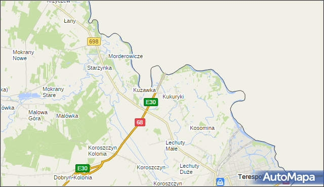 mapa Kukuryki, Kukuryki na mapie Targeo