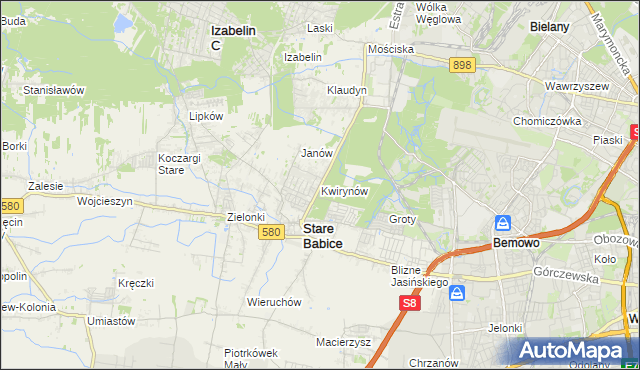 mapa Kwirynów gmina Stare Babice, Kwirynów gmina Stare Babice na mapie Targeo