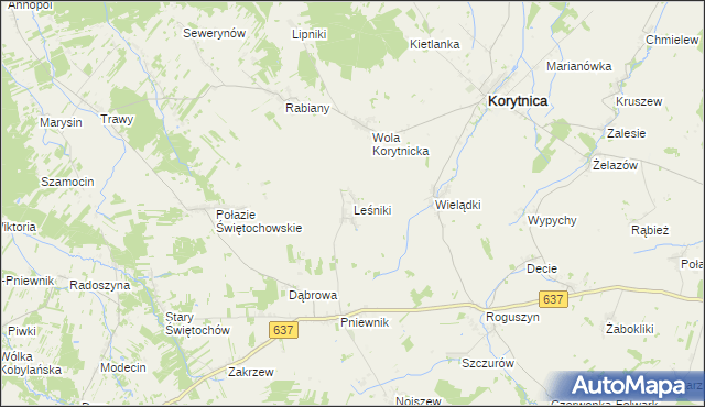 mapa Leśniki gmina Korytnica, Leśniki gmina Korytnica na mapie Targeo
