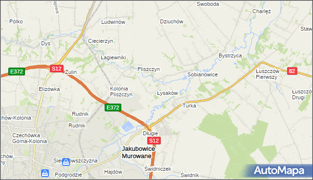 mapa Łysaków gmina Wólka, Łysaków gmina Wólka na mapie Targeo