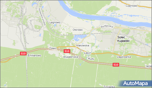 mapa Makowiska gmina Solec Kujawski, Makowiska gmina Solec Kujawski na mapie Targeo