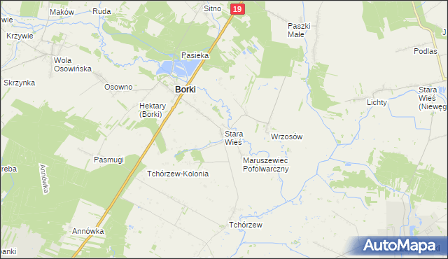 mapa Stara Wieś gmina Borki, Stara Wieś gmina Borki na mapie Targeo