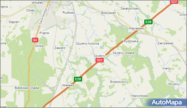 mapa Szyleny, Szyleny na mapie Targeo
