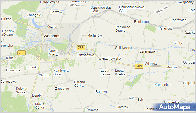 mapa Wierzchowisko gmina Wolbrom, Wierzchowisko gmina Wolbrom na mapie Targeo